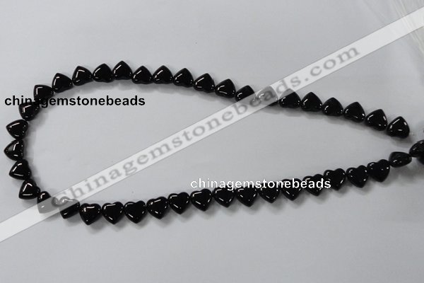 CAB755 15.5 inches 10*10mm top-drilled heart black agate beads