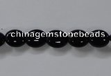 CAB756 15.5 inches 8*10mm oval black agate gemstone beads wholesale