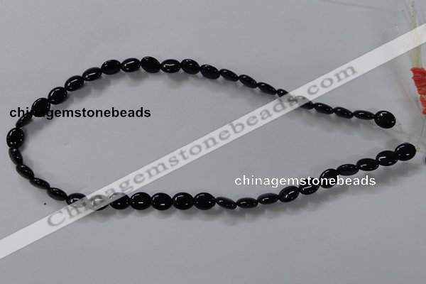 CAB756 15.5 inches 8*10mm oval black agate gemstone beads wholesale