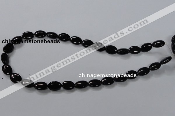 CAB757 15.5 inches 10*14mm oval black agate gemstone beads wholesale