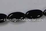 CAB760 15.5 inches 10*20mm oval black agate gemstone beads wholesale