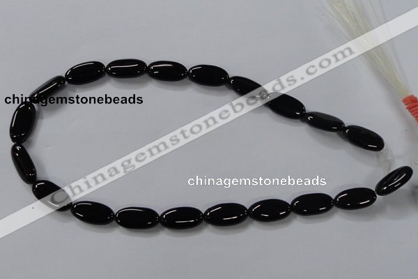 CAB760 15.5 inches 10*20mm oval black agate gemstone beads wholesale