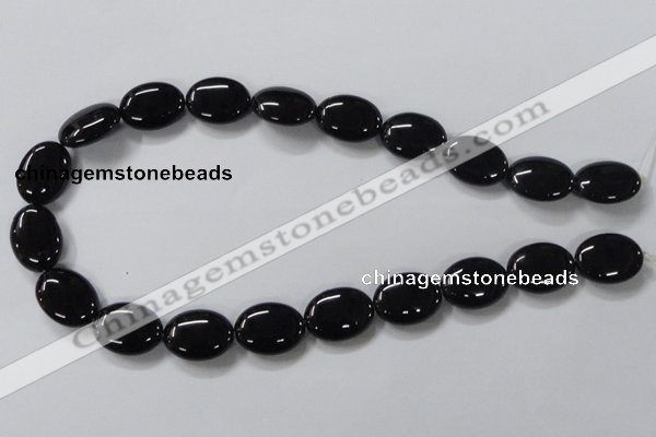 CAB761 15.5 inches 15*20mm oval black agate gemstone beads wholesale