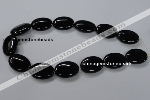 CAB764 15.5 inches 22*30mm oval black agate gemstone beads wholesale