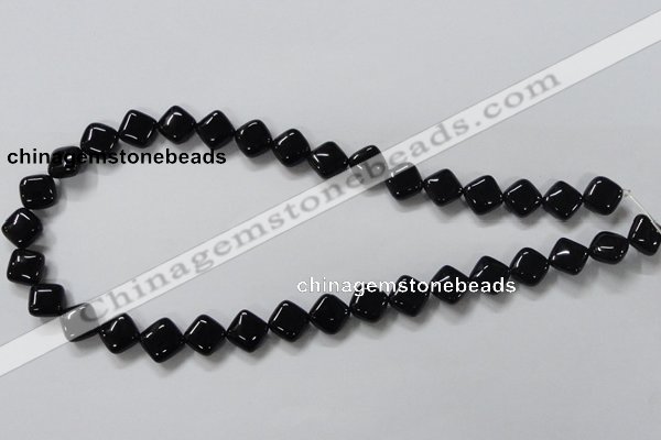 CAB765 15.5 inches 10*10mm diamond black agate gemstone beads