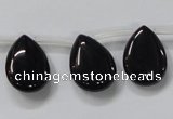 CAB772 15.5 inches 15*20mm top-drilled flat teardrop black agate beads