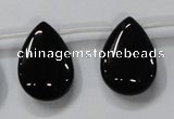 CAB773 15.5 inches 18*25mm top-drilled flat teardrop black agate beads