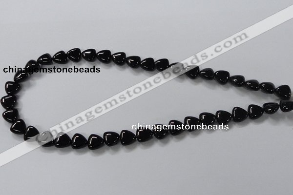 CAB775 15.5 inches 10*10mm triangle black agate gemstone beads