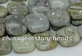 CAB78 15.5 inches 15*15mm square silver needle agate gemstone beads