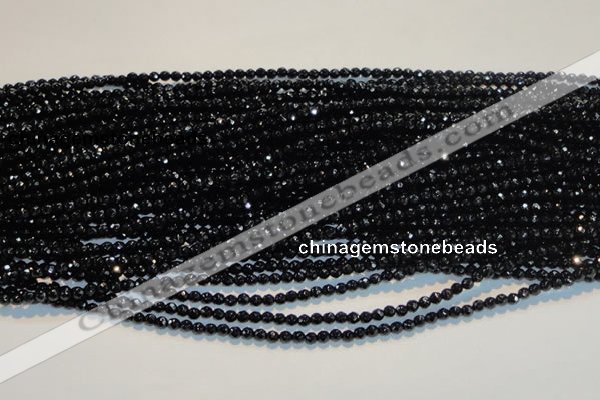 CAB781 15.5 inches 3mm faceted round black agate gemstone beads