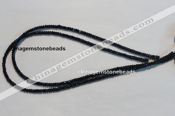 CAB785 15.5 inches 2*4mm faceted rondelle black agate gemstone beads