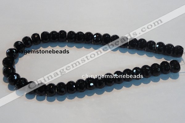 CAB787 15.5 inches 10*14mm faceted rondelle black agate gemstone beads