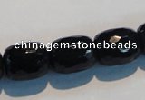 CAB788 15.5 inches 13*16mm faceted egg black agate gemstone beads