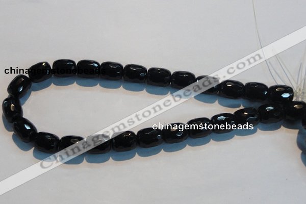 CAB788 15.5 inches 13*16mm faceted egg black agate gemstone beads