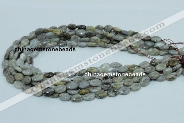 CAB79 15.5 inches 8*12mm oval silver needle agate gemstone beads