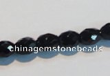 CAB790 15.5 inches 8*10mm faceted rice black agate gemstone beads