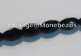 CAB791 15.5 inches 8*12mm faceted rice black agate gemstone beads