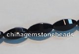 CAB793 15.5 inches 8*16mm faceted rice black agate gemstone beads