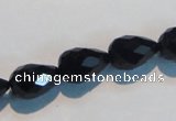 CAB799 15.5 inches 9*14mm faceted teardrop black gemstone agate beads