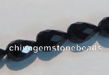 CAB799 15.5 inches 9*14mm faceted teardrop black gemstone agate beads