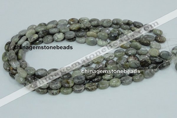 CAB80 15.5 inches 10*14mm oval silver needle agate gemstone beads