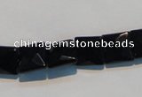 CAB801 15.5 inches 10*10mm faceted square black gemstone agate beads