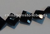 CAB803 15.5 inches 10*10mm faceted diamond black gemstone agate beads