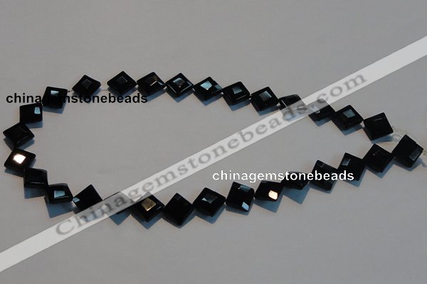 CAB803 15.5 inches 10*10mm faceted diamond black gemstone agate beads