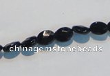 CAB805 15.5 inches 6*8mm faceted oval black gemstone agate beads