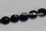 CAB806 15.5 inches 8*10mm faceted oval black gemstone agate beads