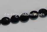 CAB806 15.5 inches 8*10mm faceted oval black gemstone agate beads