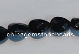 CAB811 15.5 inches 10*14mm faceted & flat teardrop black agate beads