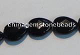 CAB812 15.5 inches 12*15mm faceted & flat teardrop black agate beads