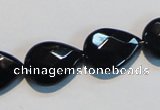 CAB813 15.5 inches 13*18mm faceted & flat teardrop black agate beads