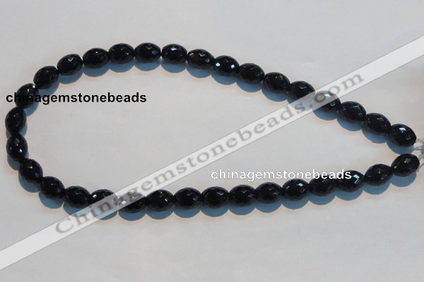 CAB817 15.5 inches 10*12mm faceted rice black agate gemstone beads