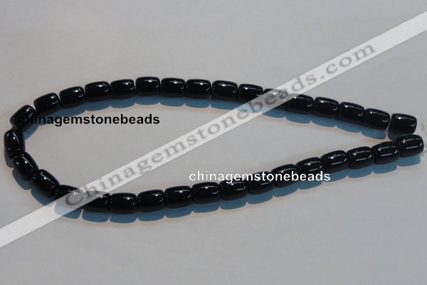 CAB819 15.5 inches 10*12mm drum black agate gemstone beads wholesale