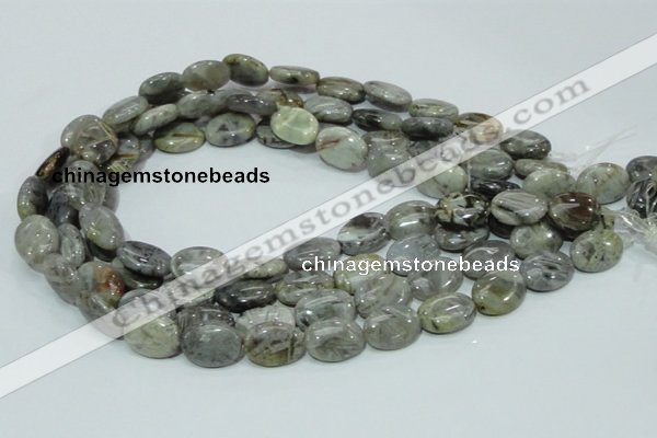 CAB82 15.5 inches 13*18mm oval silver needle agate gemstone beads