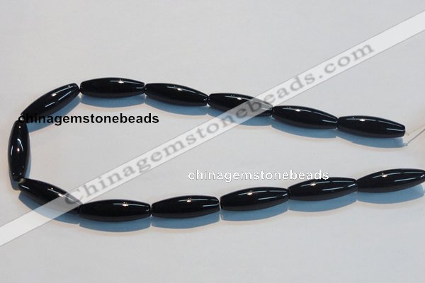 CAB821 15.5 inches 10*30mm rice black agate gemstone beads wholesale