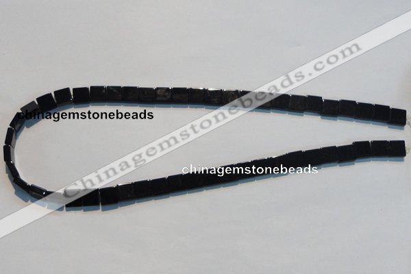 CAB825 15.5 inches 8*8mm square black agate gemstone beads wholesale