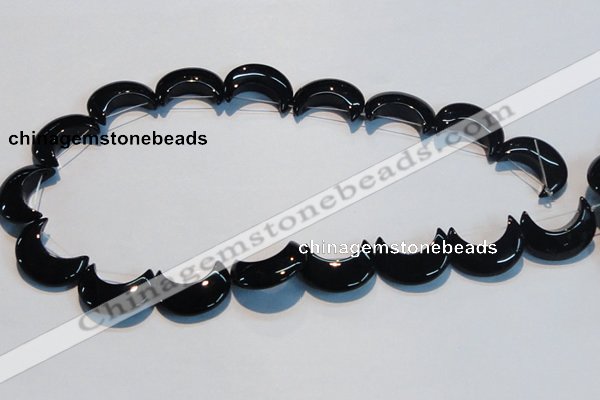 CAB826 15.5 inches 10*20mm moon black agate gemstone beads wholesale