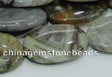 CAB83 15.5 inches 22*30mm oval silver needle agate gemstone beads