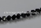 CAB830 15.5 inches 4*4mm cube black agate gemstone beads wholesale