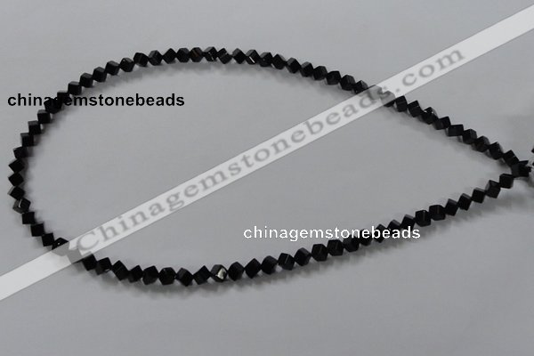 CAB830 15.5 inches 4*4mm cube black agate gemstone beads wholesale