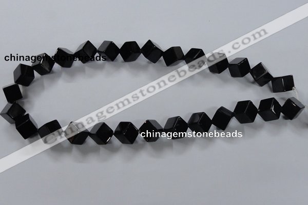 CAB832 15.5 inches 10*10mm cube black agate gemstone beads wholesale