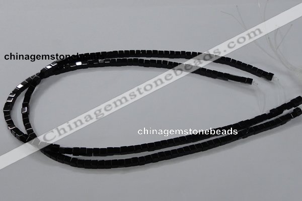 CAB833 15.5 inches 4*4mm cube black agate gemstone beads wholesale