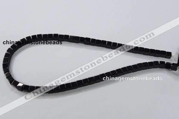 CAB834 15.5 inches 6*6mm cube black agate gemstone beads wholesale