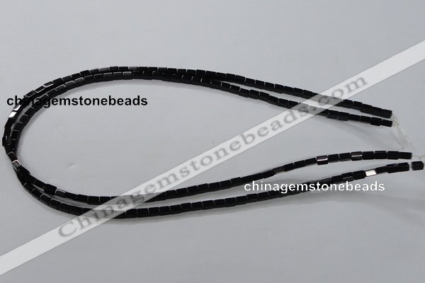 CAB837 15.5 inches 3*5mm cuboid black agate gemstone beads wholesale