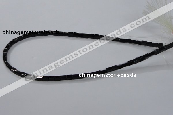 CAB838 15.5 inches 4*6mm cuboid black agate gemstone beads wholesale