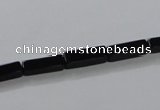 CAB839 15.5 inches 4*12mm cuboid black agate gemstone beads wholesale