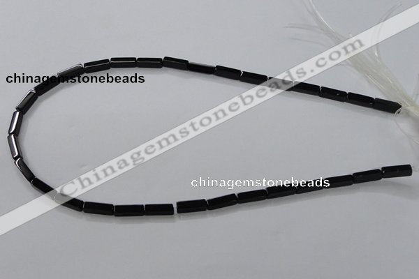 CAB839 15.5 inches 4*12mm cuboid black agate gemstone beads wholesale